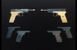 CUSTOM ORDER-GLOCK-dual grips-Gold/Blued 2mm Pinfire Pistol